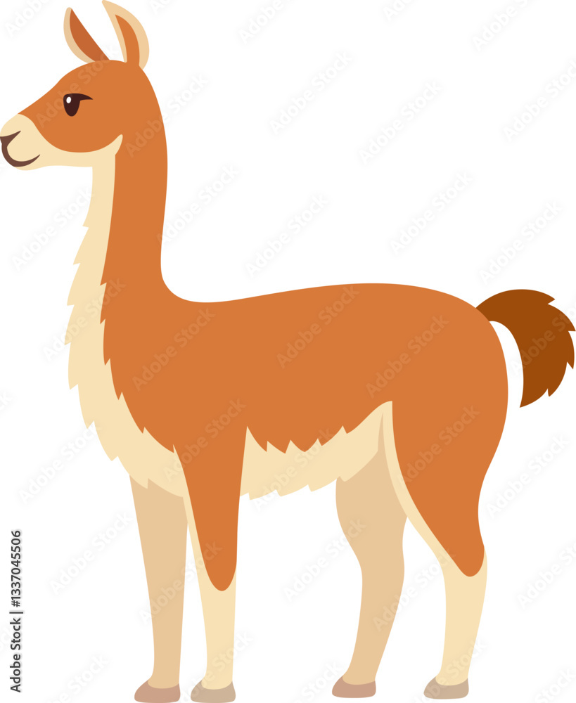 Guanaco (Lama guanicoe) wild South American llama. Cute cartoon vector illustration. Guanaco (Lama guanicoe) wild South American llama. Cute cartoon vector illustration.