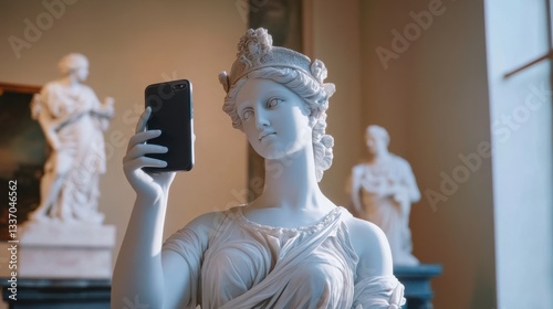 Statues taking selfies
