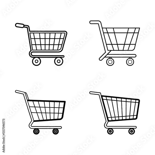 modern shopping cart icon. sleek vector cart illustration. high-quality e-commerce cart design.
