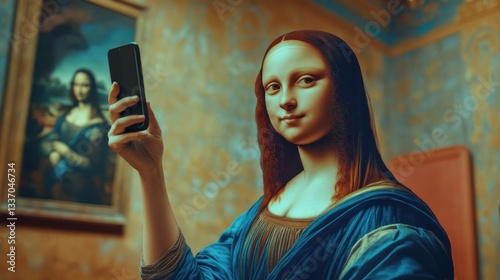 Statues taking selfies