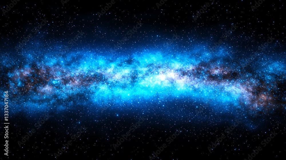 Obraz premium Galactic view of vibrant galaxy glowing in a vast space, ideal for background