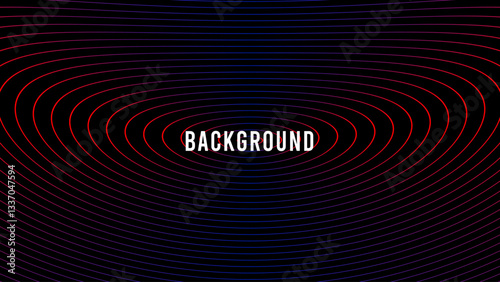 Black abstract background with blue and red pattern, modern geometric texture, blended lines, gradient circles, space orbit