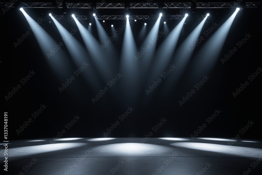 Naklejka premium a dimly lit stage with spotlights and spotlights