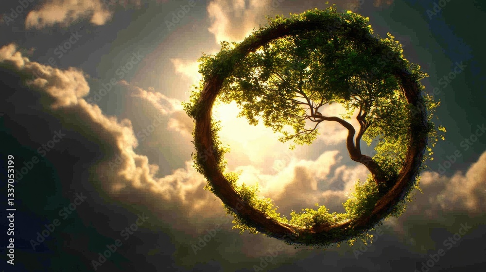 Obraz premium A planet where every tree is a living, breathing dragon