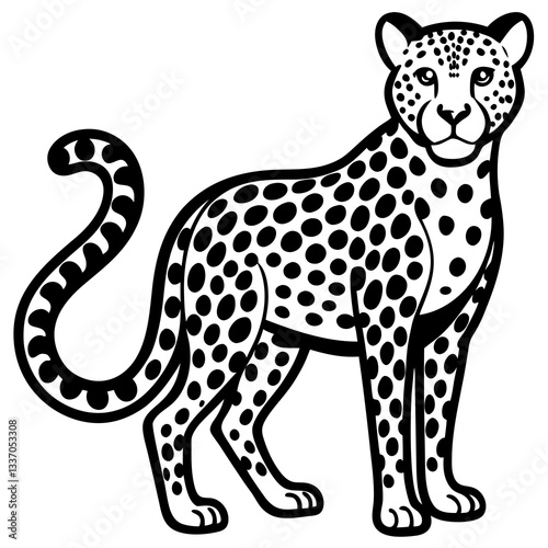 A cute isolated yellow leopard cartoon vector illustration, a fun wild safari animal