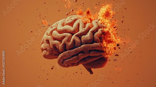 Burning Brain Explosion Concept Image
