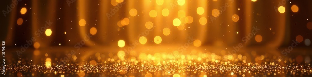 Obraz premium Golden glitter backdrop, award ceremony setting, glitter, sparkle background