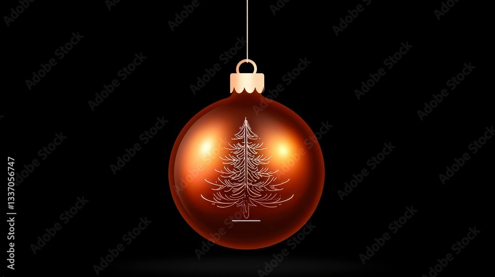 Glowing Brown Christmas Ornament with Etched Tree Design