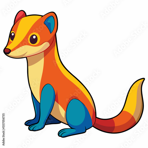 A cute cartoon fox, a wild orange mammal with a bushy tail, illustrated in a fun, vector design
