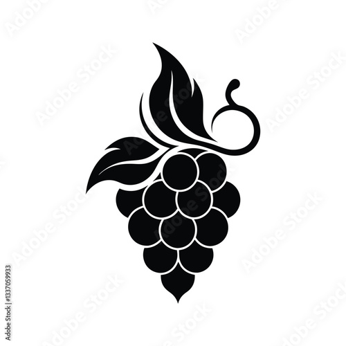 Vineyard grapevine logo icon, creative vector emblem for organic wine branding, modern fruit design, minimal illustration for farming and agriculture industry.
