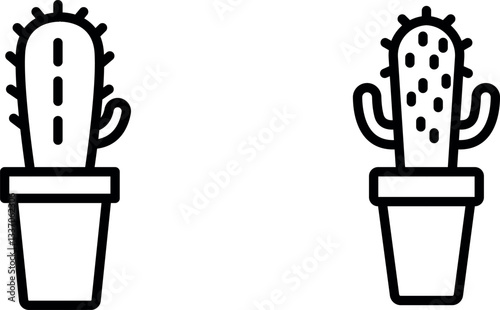 "Blue Torch Cactus Icon – Tall, Cylindrical Cactus with Blue-Green Hues in Vector Style"