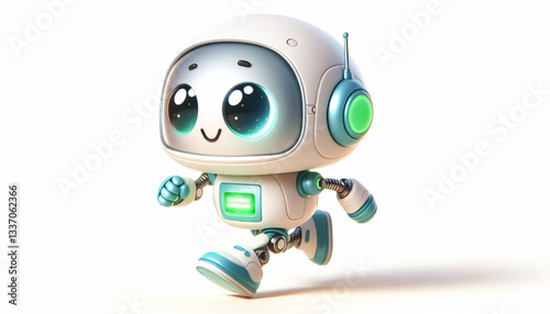 3D funny little robot cartoon illustration