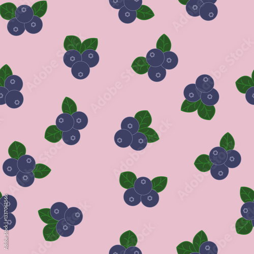 Hand-drawn sour and sweet blueberry with green leaf. Cute fruit berry vector for background, wallpaper, clothing, wrapping, fabric, stationary, and phone cases.