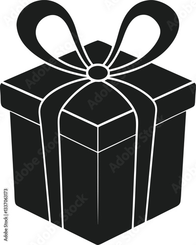 Elegant Gift Box Silhouette with Ribbon - Vector Illustration for Mother’s Day and Special Occasions