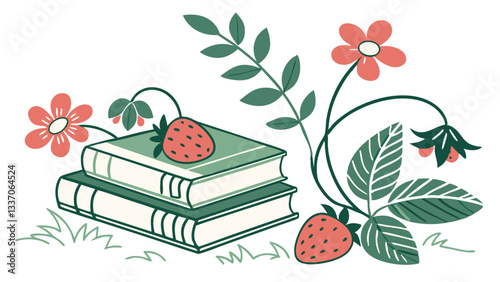 vector hand drawn illustration a stack of books