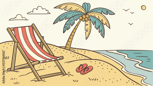 vector travel and summer beach vacation relax