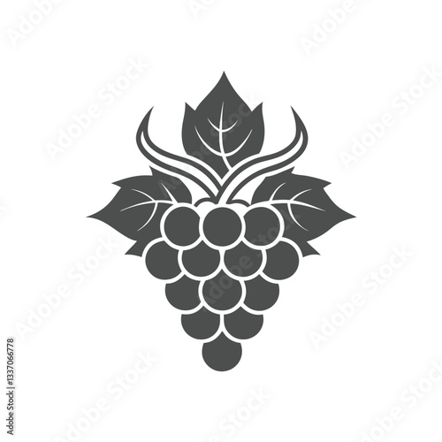 Creative grapes vine vector logo icon, elegant vineyard symbol, fruit design element, winery branding graphic, organic natural grapevine illustration.
