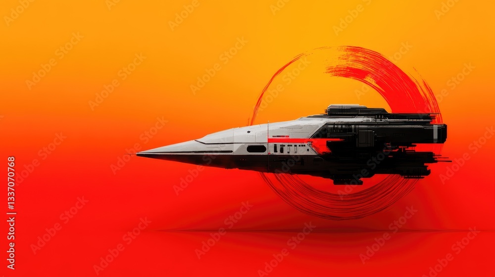 Fototapeta premium A side-scrolling pixel-art animation of a futuristic spaceship