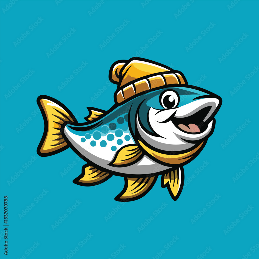 Fototapeta premium White Background Arctic Char Mascot Vector Illustration