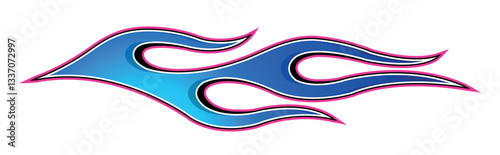 Blue flame electric sport car speed decal vinyl sticker. Racing car tribal fire flames vector art graphic.