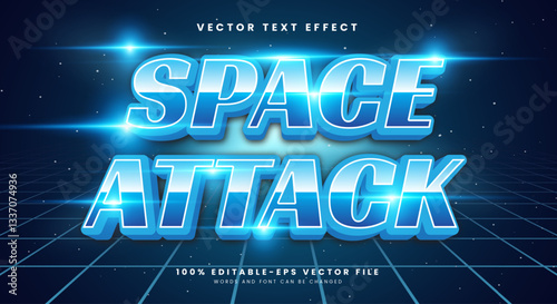 Space Attack editable text effect Template suitable for modern concept