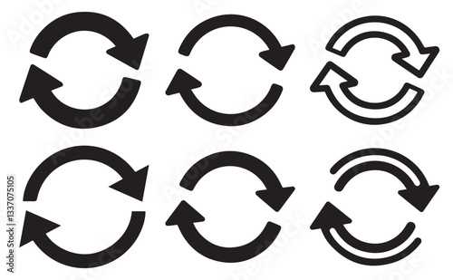 circle arrow icon set. circular arrow icon, refresh, reload, rotation. Repeat and reload icons set , Reuse Ecology Organic Product Pictogram. Circle Arrows. Isolated Vector Illustration.
