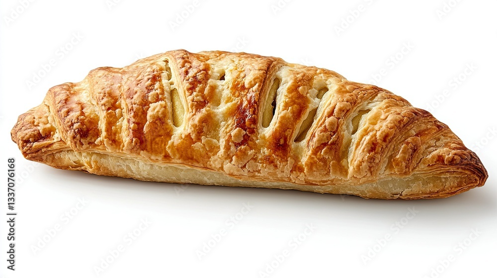 A golden-brown apple turnover with a flaky crust. A golden-brown apple turnover with a flaky crust.