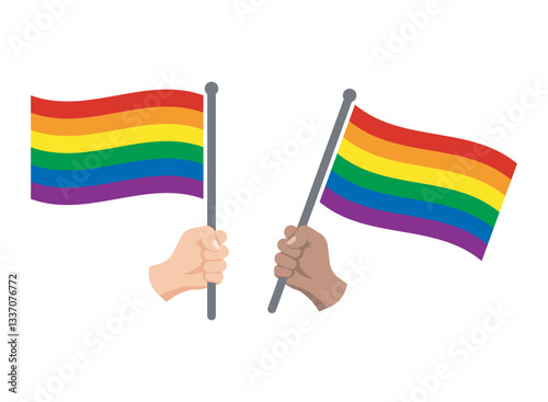 rainbow lgbt flag in hand icon set, lesbian and gay pride symbols