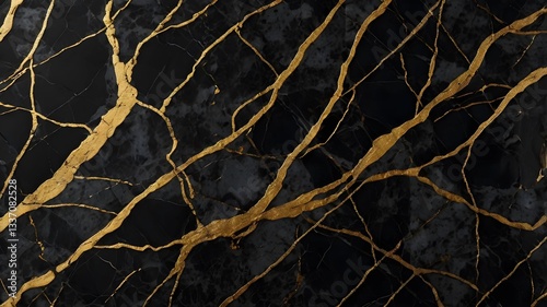 Elegant Dark Marble with Gold Veins Background