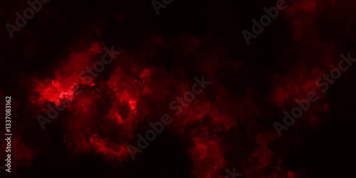 Dark red powder explosion cloud on black background. Abstract red and black grunge texture smoke. smoke fog misty texture overlay on dark black. paranormal red mystic smoke, clouds for movie. 