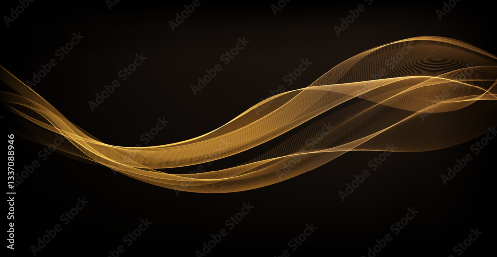 Abstract shiny color gold wave luxury background