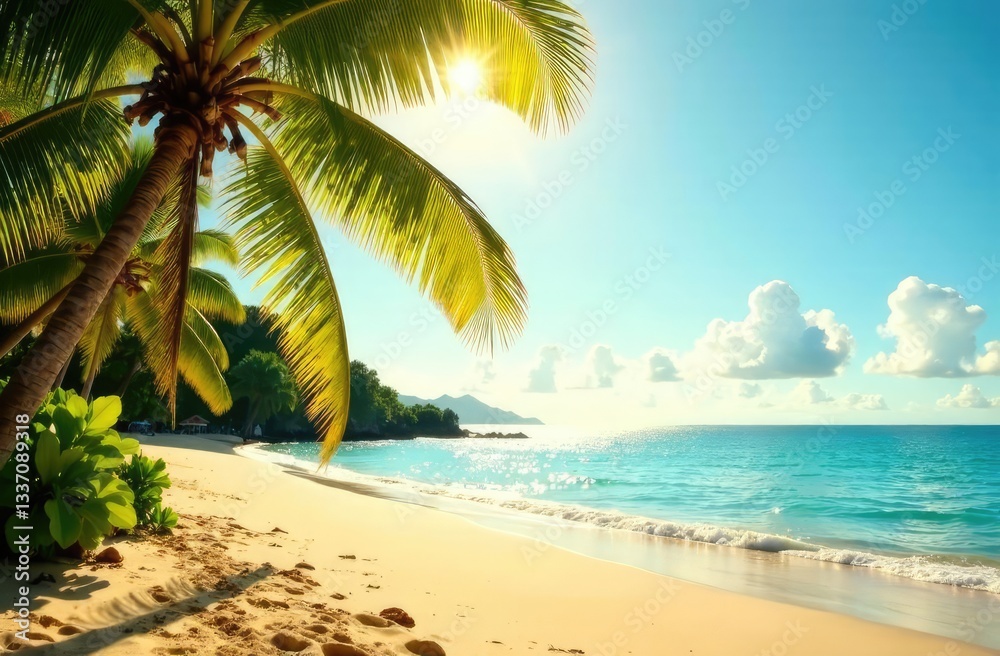 Fototapeta premium Summer background, the nature of a tropical golden beach 