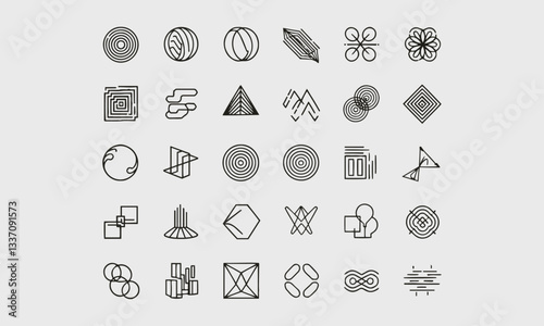 A modern vector-style set of geometric icons ,geometric Icons design elements collection - stock illustration, easily editable.