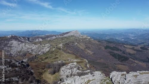 aerial view of Gorbea in the mountains of the basque country