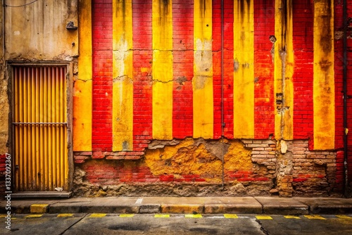 Grunge Stripes Urban Exploration Background - Red, Yellow, Orange Distressed Texture