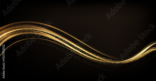 Abstract shiny color gold wave luxury background