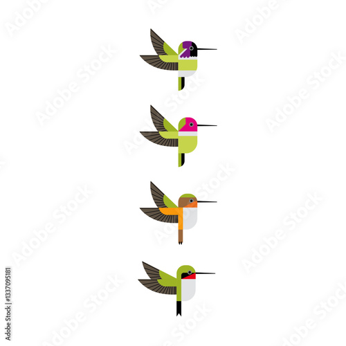 Hummingbirds mid century modern design