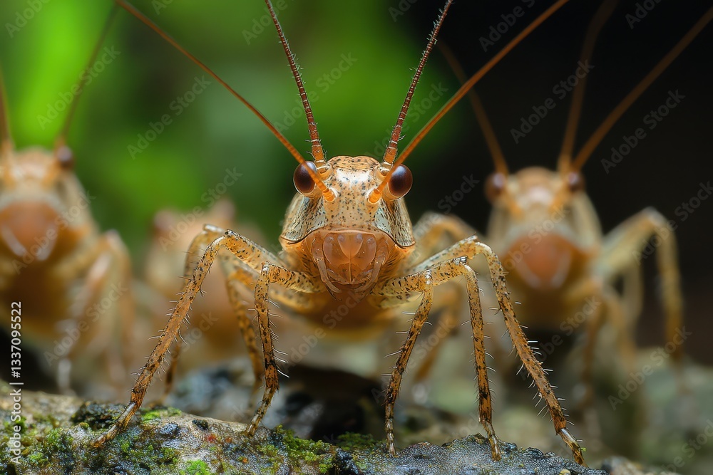 Close up view of crickets in natural habitat Close up view of crickets in natural habitat