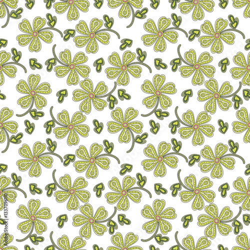 Wallpaper Mural Beautiful flowers decorated semaless pattern on black background. Torontodigital.ca