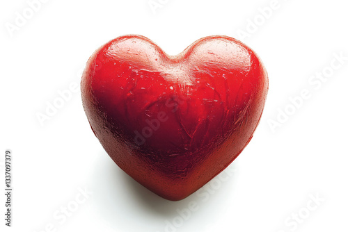 a red heart shaped object on a white surface cutout image and isolated on transparent background 