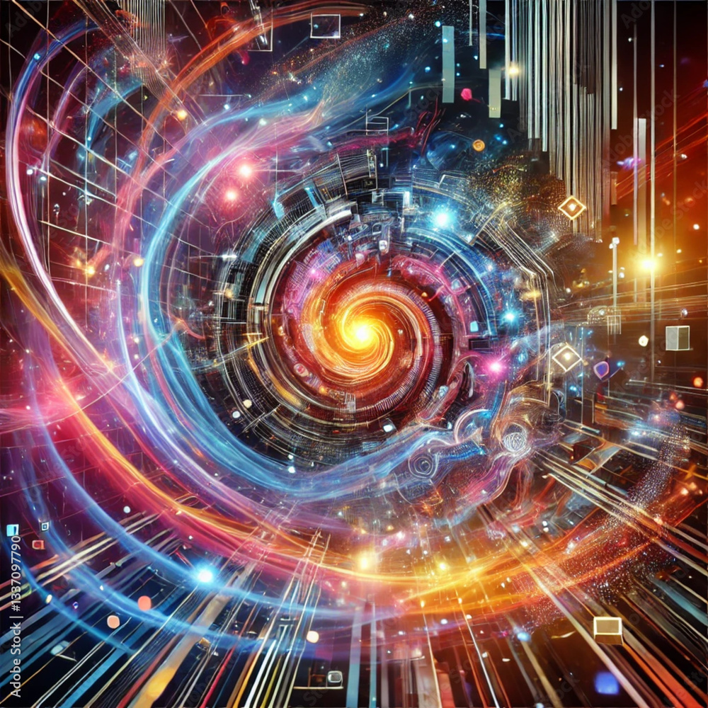 Obraz premium Digital Vortex of Time and Space