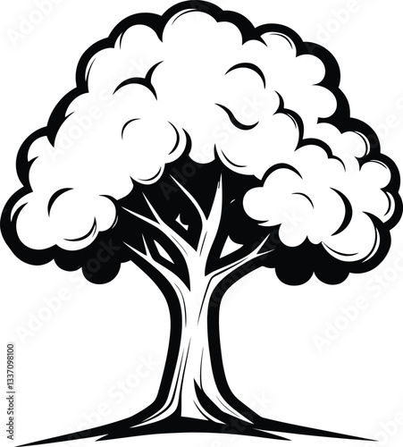 Hand-Drawn Tree Silhouettes - Black and White Nature Illustration