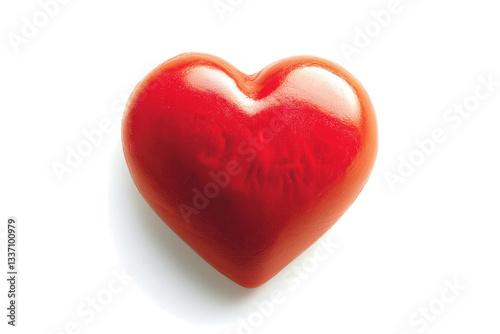 a red heart shaped object on a white surface cutout image and isolated on transparent background 