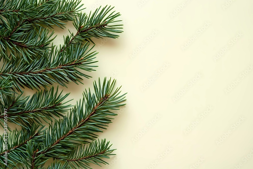 Close-up of pine needles on a branch, showcasing woodland serenity, fresh greenery, and organic beauty, great for festive visuals, illustrated book style Close-up of pine needles on a branch, showcasing woodland serenity, fresh greenery, and organic beauty, great for festive visuals, illustrated book style