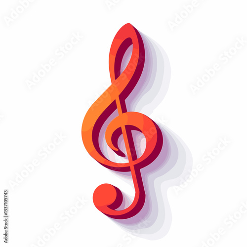 Colorful music symbol on white background, ai music concept