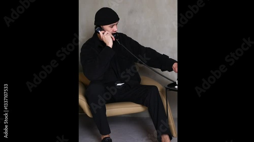 A man is talking on the phone