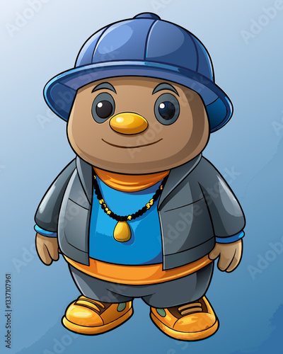 cartoon character rapper in vector graphics