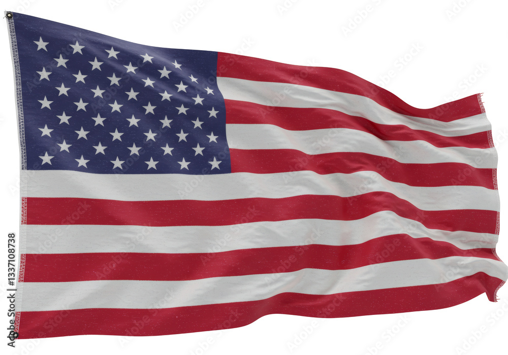 Obraz premium Waving American Flag with Distressed Texture Against Transparent Background