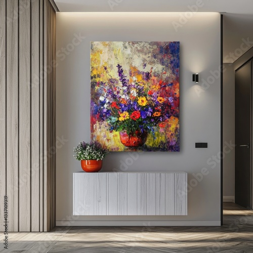 Vibrant Abstract Painting on Wall