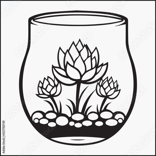 succulent terrarium silhouette